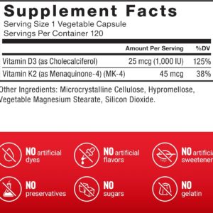 Force Factor Vitamin D3 K2 120 Caps