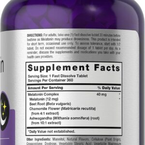 Horbaach Melatonin 40mg Complex | 360 Fast Dissolve Tablets |