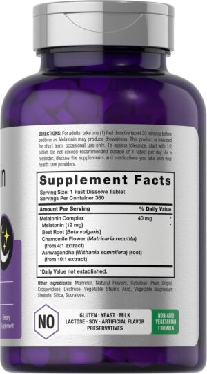 Horbaach Melatonin 40mg Complex | 360 Fast Dissolve Tablets |