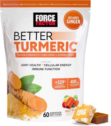 Force Factor Better Turmeric 400mg with Black Pepper & Ginger 60 Turmeric Chews