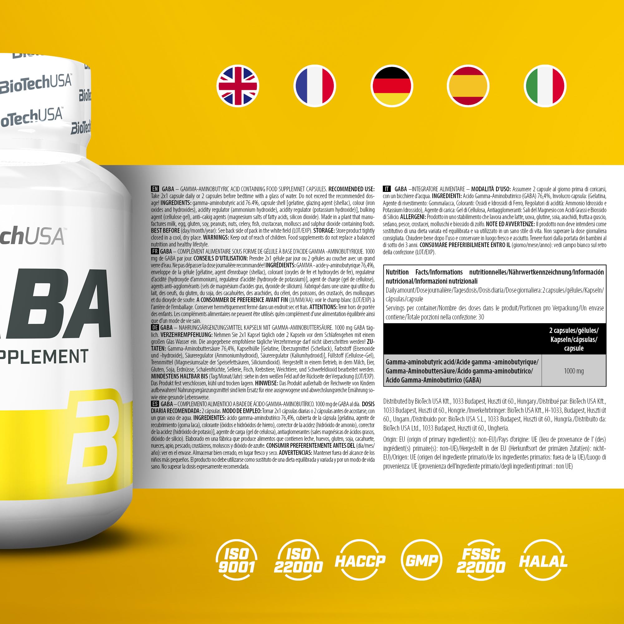 Biotech USA GABA 1000 MG - 60 capsules - Görsel 3