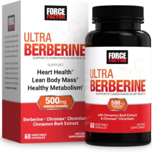 Force Factor Ultra Berberine 500mg Chromium & Cinnamon 60 Vegetable Capsules