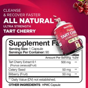 Nutrivein Tart Cherry(Tart kiraz) Recovery, Detox, Rest, & Mobility - 90 Caps - Görsel 3
