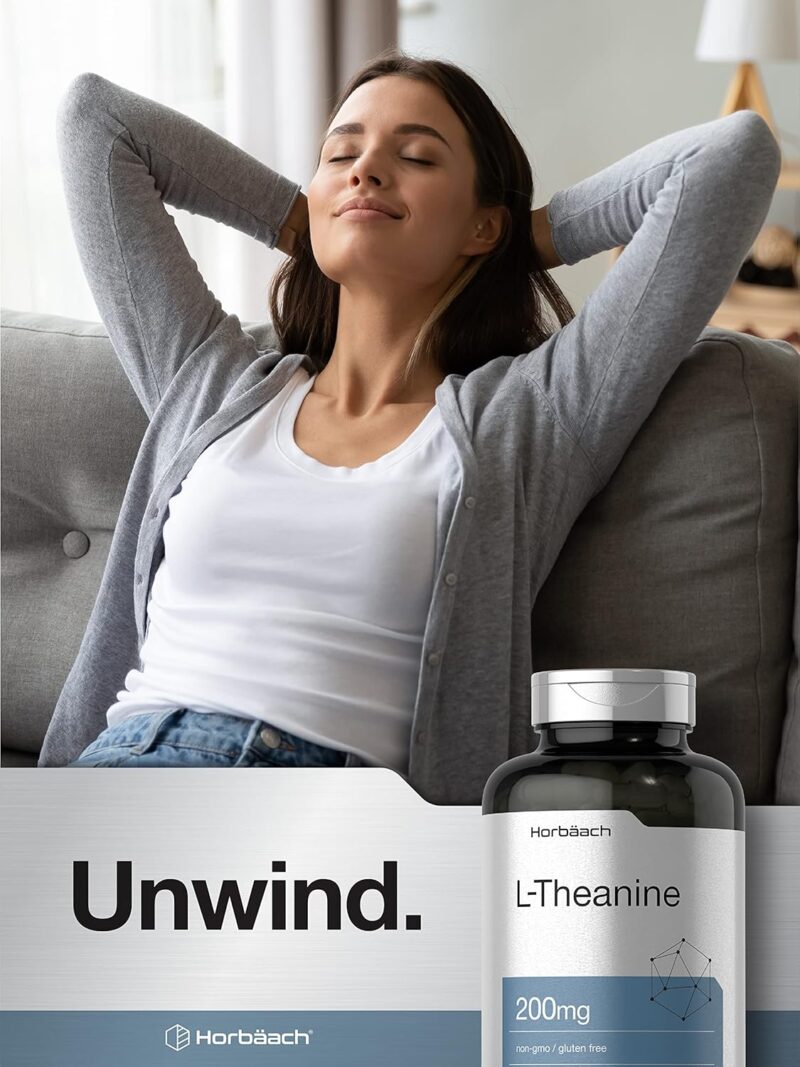 Horbäach L Theanine | 200mg | 400 Capsules | Value Size | Non-GMO, Gluten Free - Görsel 2