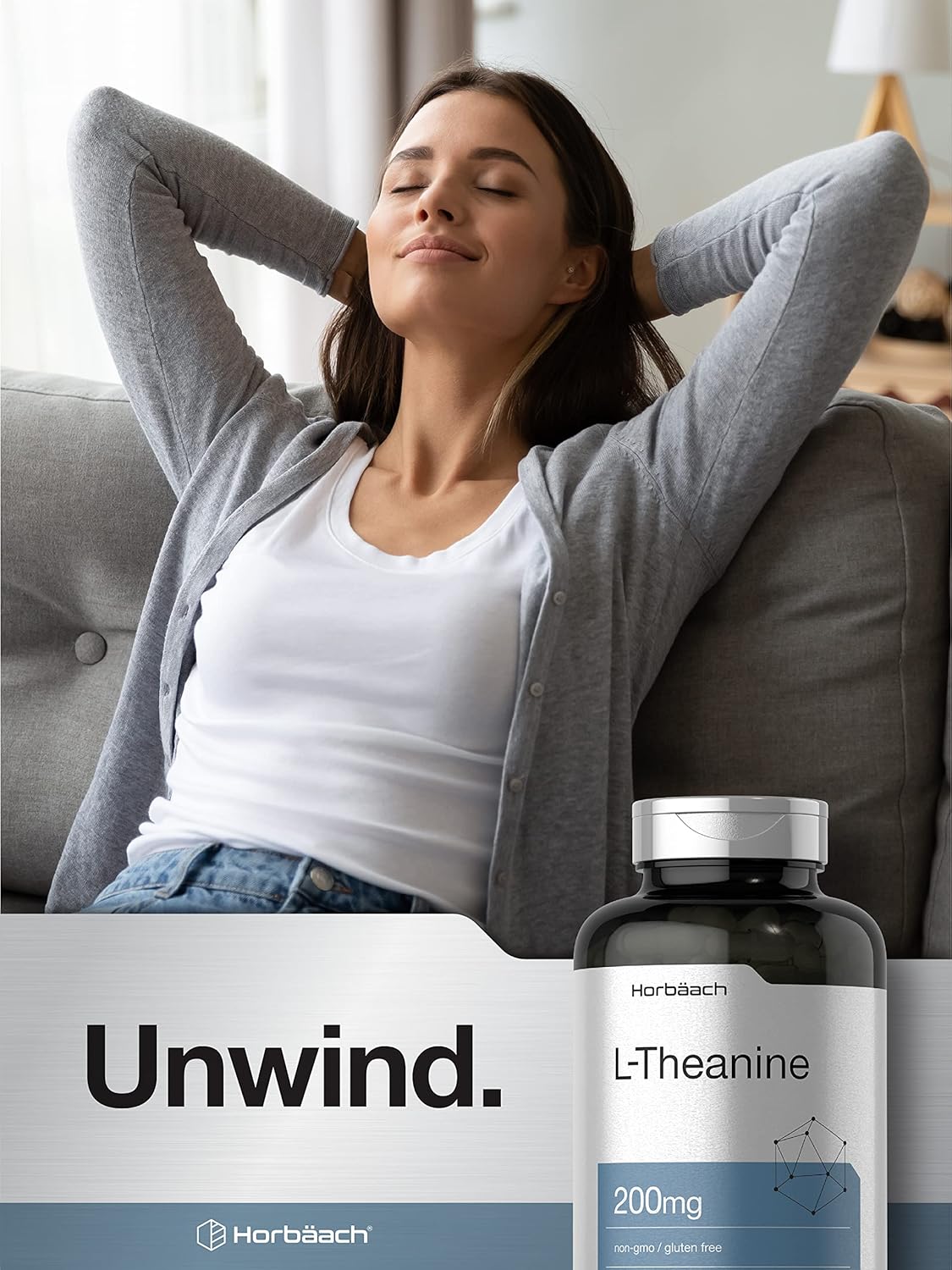 Horbäach L Theanine | 200mg | 400 Capsules | Value Size | Non-GMO, Gluten Free - Görsel 2