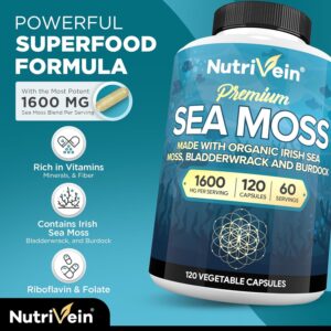 Nutrivein Sea Moss Bladderwrack Burdock Prebiotic Immune Digestive Thyroid,Skin Keto Detox Gut Joint - Görsel 2