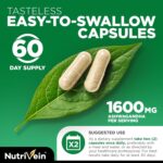 Nutrivein Organic Ashwagandha Capsules 1600mg with Black Pepper Extract - 120 Vegan Pills - 100% Pure Root Powder Supplement - Supports Stress Relief, Immune, Energy, Stamina & Mood - Görsel 4