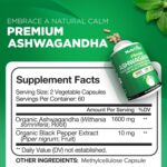 Nutrivein Organic Ashwagandha Capsules 1600mg with Black Pepper Extract - 120 Vegan Pills - 100% Pure Root Powder Supplement - Supports Stress Relief, Immune, Energy, Stamina & Mood - Görsel 5