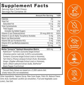 Force Factor Better Turmeric 400mg with Black Pepper & Ginger 60 Turmeric Chews - Görsel 2