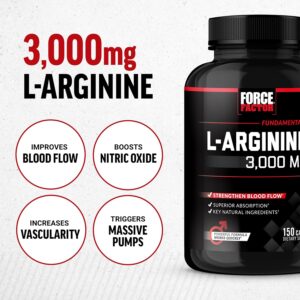 Force Factor L-Arginine Nitric Oxide BioPerine – 3000mg – 150 Capsules