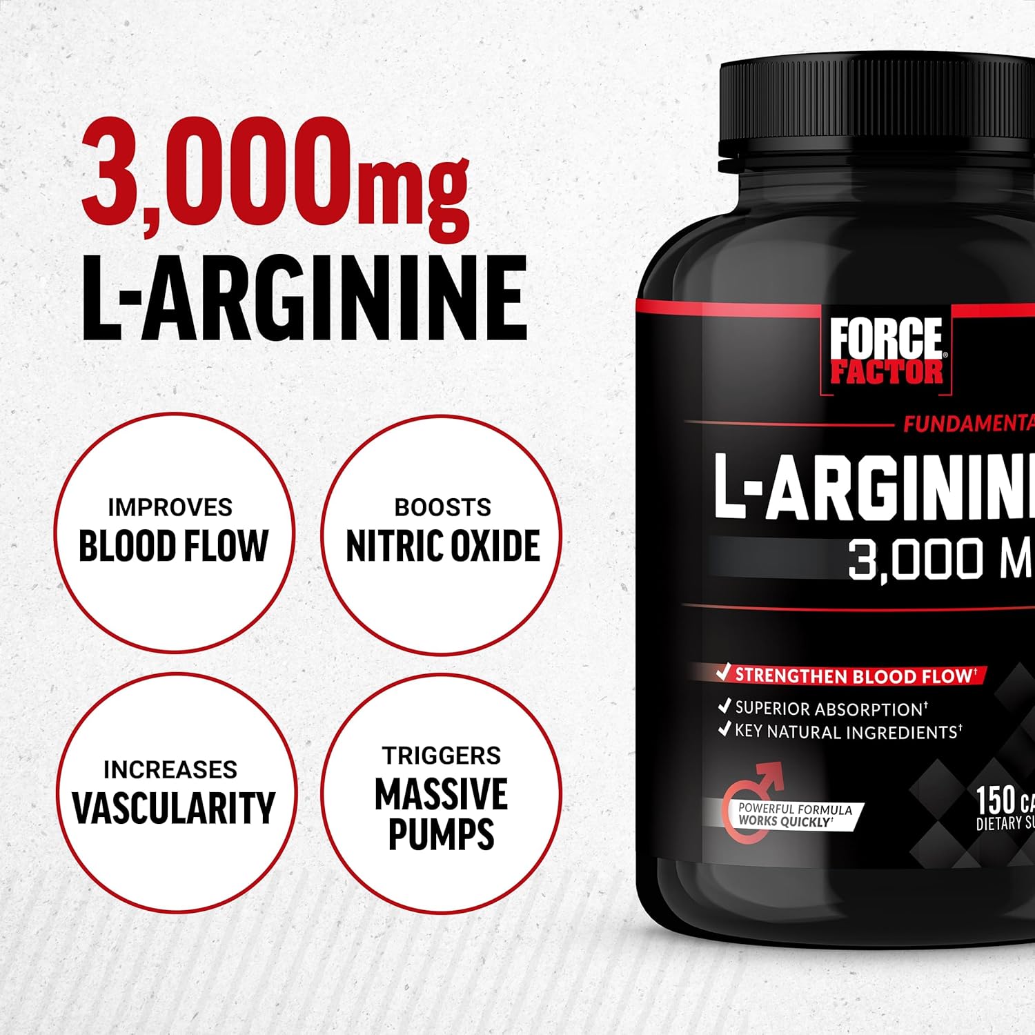 Force Factor L-Arginine Nitric Oxide BioPerine - 3000mg - 150 Capsules - Görsel 2