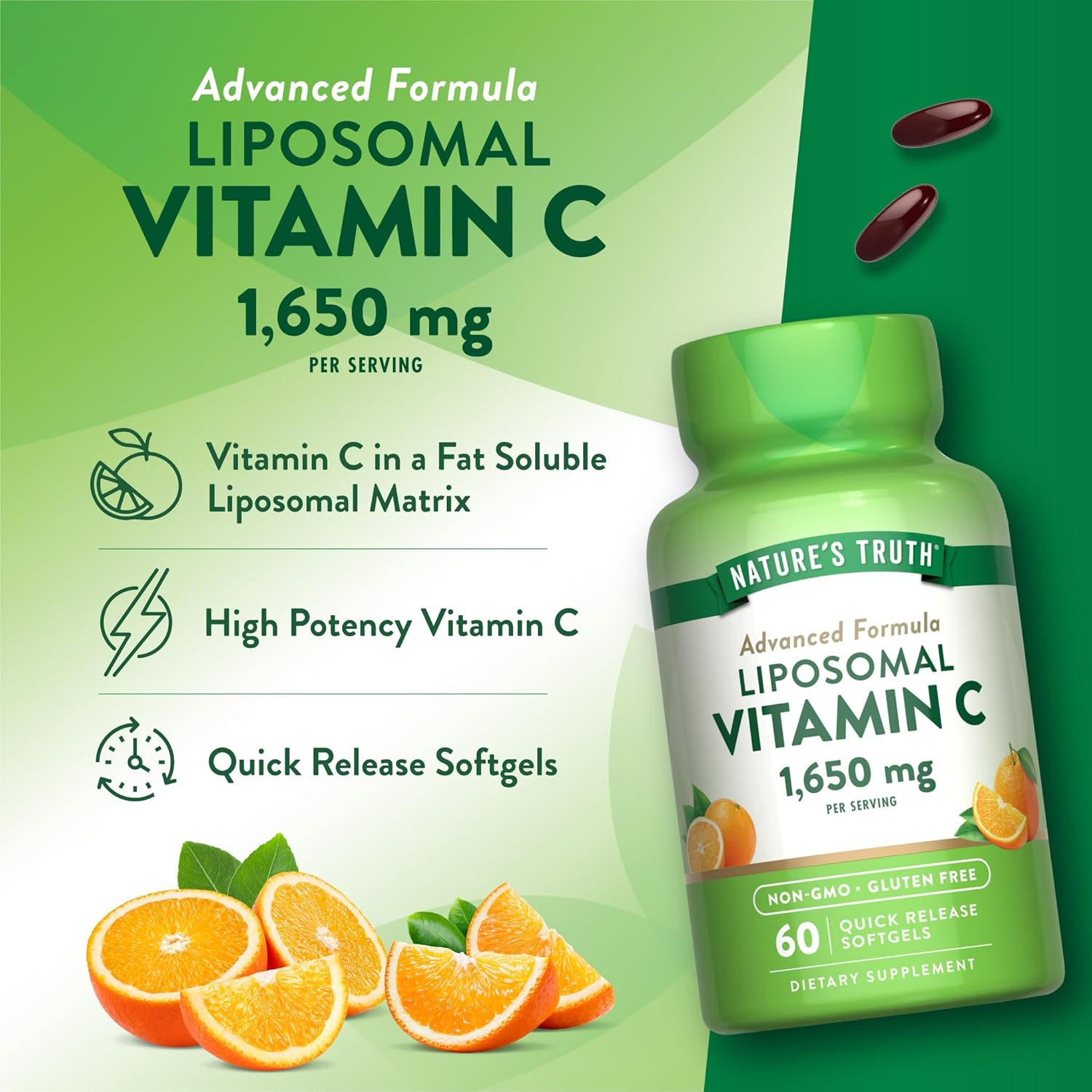 Nature’s Truth Liposomal Vitamin C 1650mg 60 Softgels