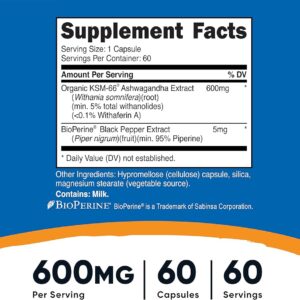 Nutricost KSM66 ASHWAGANDHA 600 MG 60 Capsul