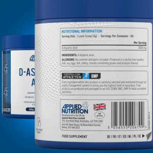 Applied Nutrition Daa-Aspartic Acid – Natural Booster for Enhanced Performance (300g – 100 Servings)