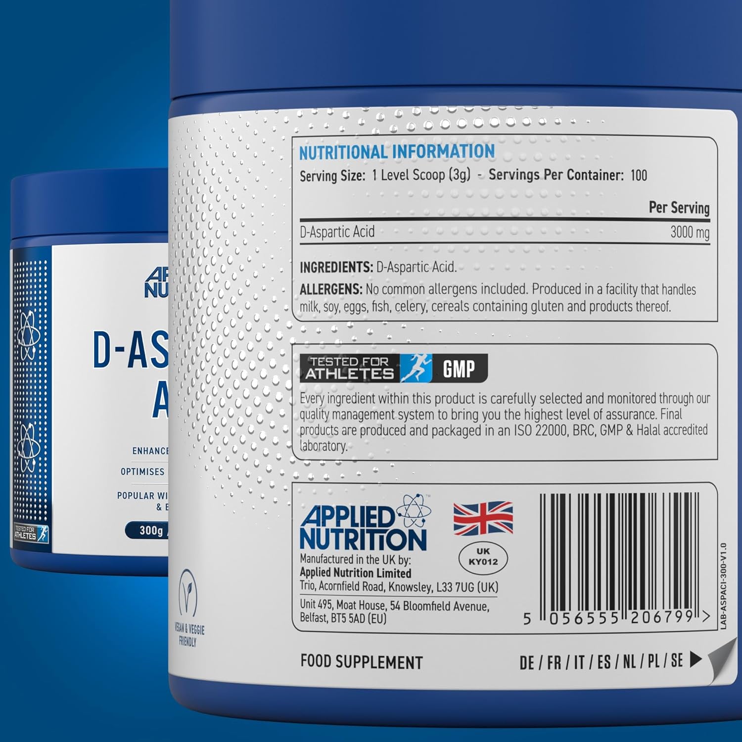 Applied Nutrition Daa-Aspartic Acid - Natural Booster for Enhanced Performance (300g - 100 Servings) - Görsel 2
