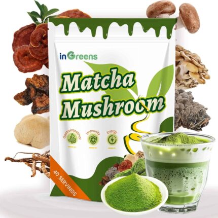 İngreens Mushroom Matcha MCT Reishi & Lion's Mane for Immune Strengthen Focus & Energy 200 gr