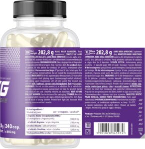TREC Nutrition AAKG Nitric Oxide L-Arginine L-Citrulline Pump 240 Caps - Görsel 2