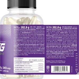 TREC Nutrition AAKG Nitric Oxide L-Arginine L-Citrulline Pump 240 Caps