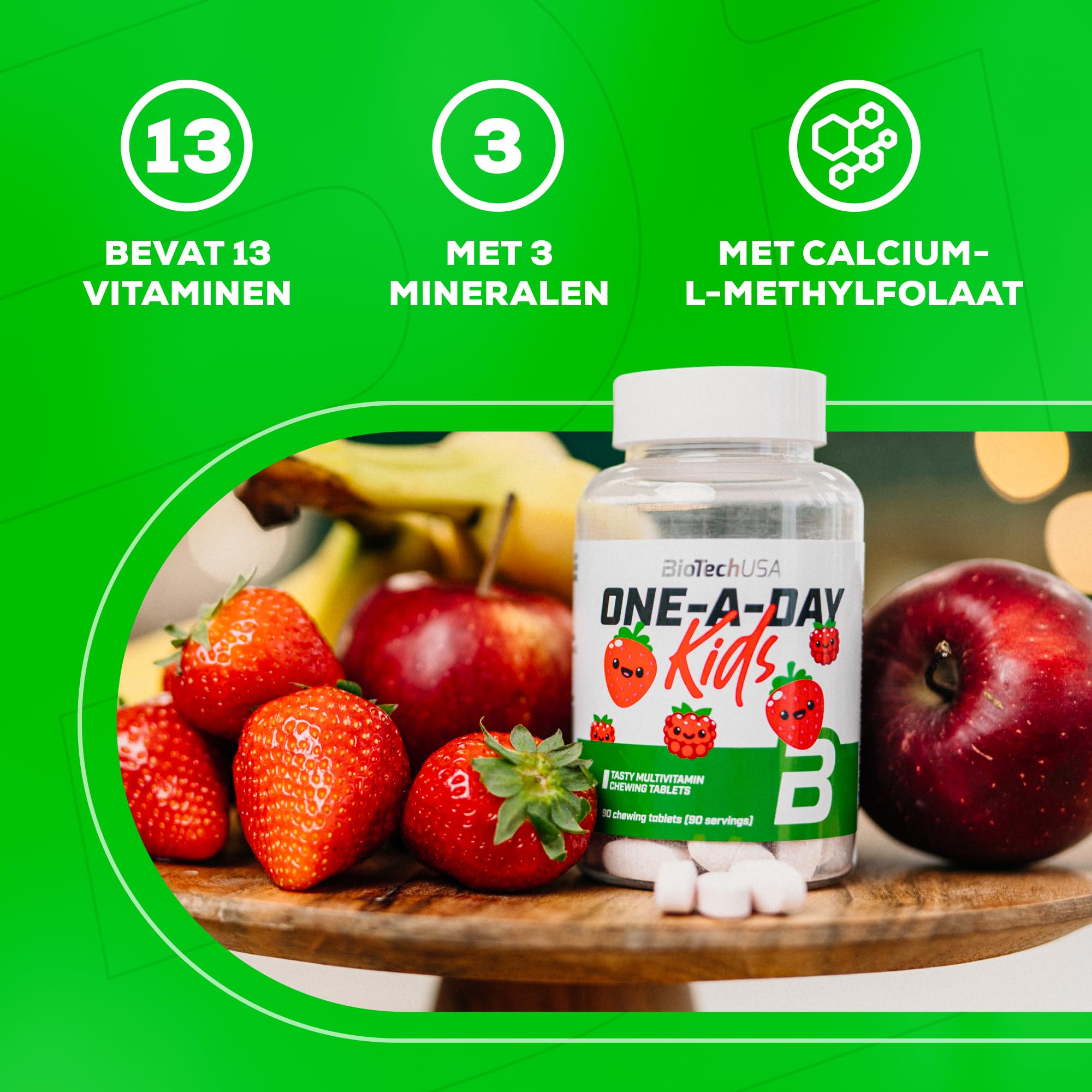 BIOTECH USA One-A-Day Kids Vitamin + Mineral - 90 chewable çiğneme tab +4 Çocuklara özel) USA MENŞEİ - Görsel 3