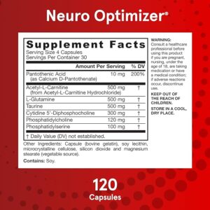 Jarrow Formulas Neuro Optimizer Citicoline,(Sitikolin) CDP Choline, Cognizin Phosphatidylserine Brain Health and 120 Capsules