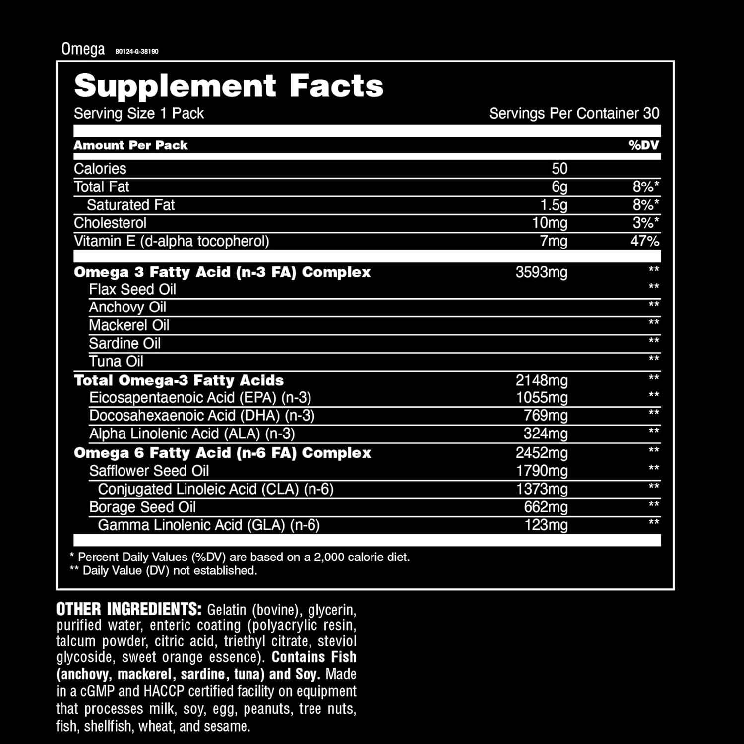 Animal Advanced Omega 3 Omega 6 with EPA, DHA, ALA, CLA, GLA for Heart, Brain, Joint, Skin, Eye, Metabolism, Immune Health – 30 Day Pack