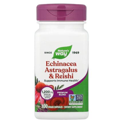 Nature's Way Echinacea Astragalus & Reishi Mushrooms 100 Vegan Capsules