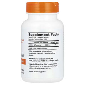 Doctor’s Best L-Tyrosine Brain Transmitter Support 500 mg 120 Veggie Caps