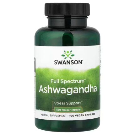 Swanson Vitamins Full Spectrum Ashwagandha 100 Vegan Capsules (450 mg per Capsule)