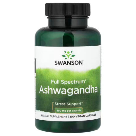 Swanson Vitamins Full Spectrum Ashwagandha 100 Vegan Capsules (450 mg per Capsule)