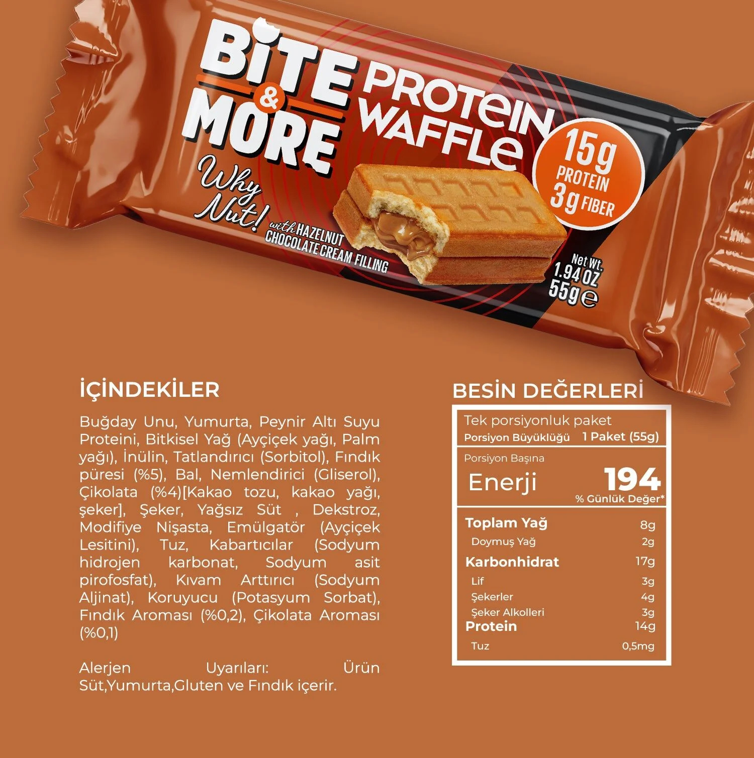 Fındık Kremalı Protein Waffle (55g x 12 Adet) - Görsel 2