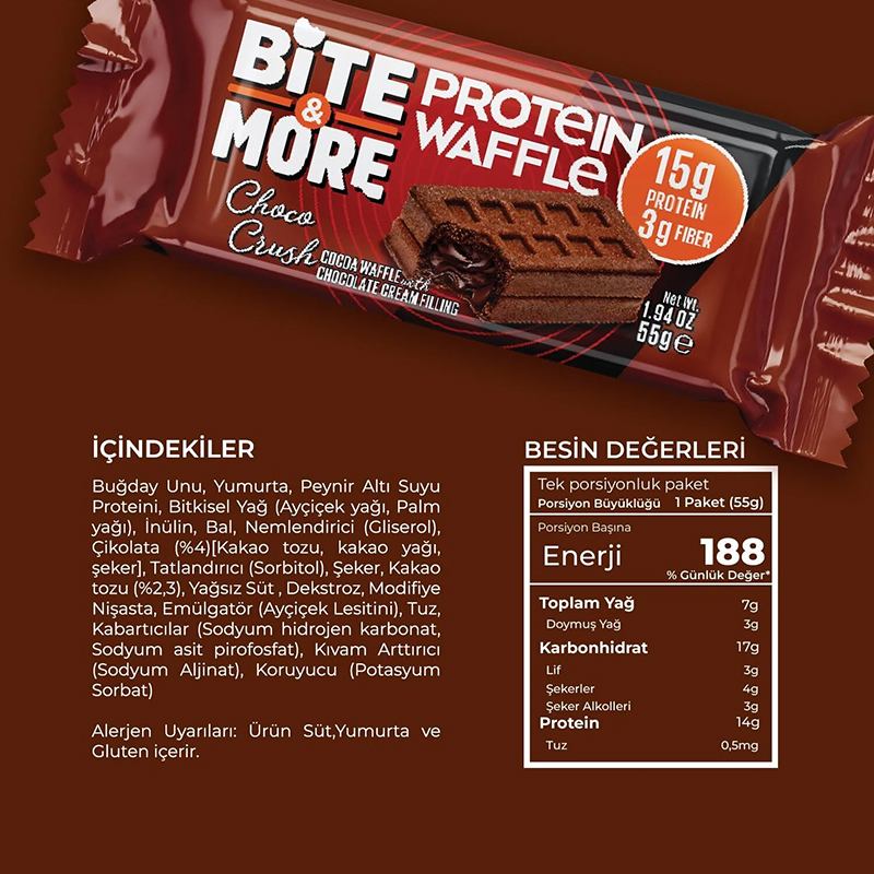 Kakaolu Çikolata Kremalı Protein Waffle (55g x 12 Adet) - Görsel 3