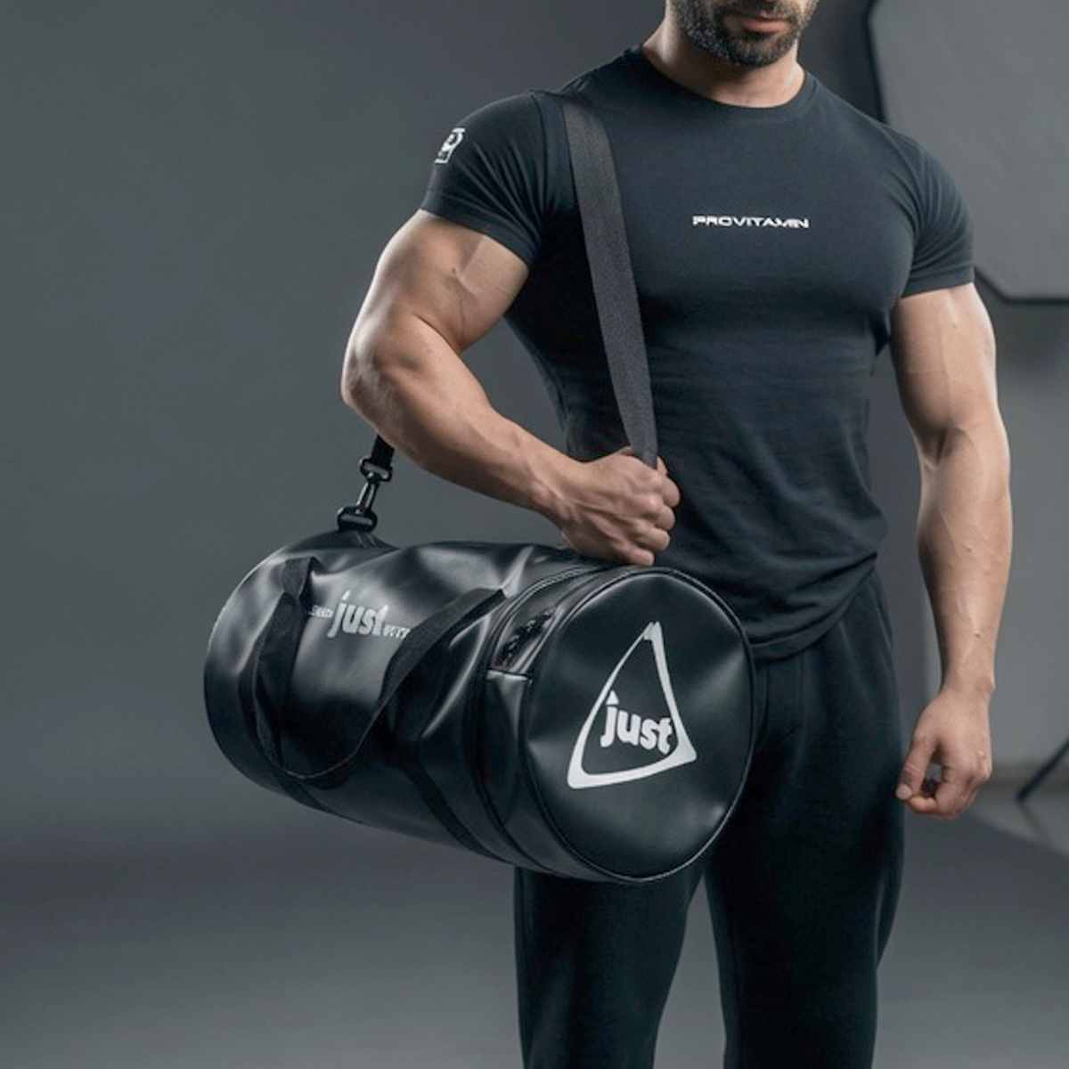Just Leather Sport Bag -Şık Suni Deri Spor Çantası (Kahverengi & Siyah) - Görsel 4
