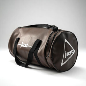 Just Leather Sport Bag -Şık Suni Deri Spor Çantası (Kahverengi & Siyah)