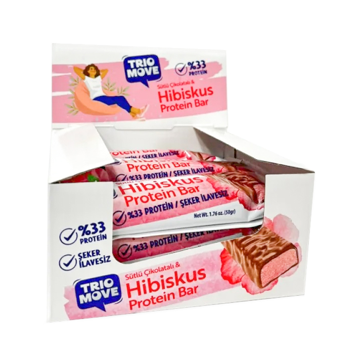 Trio Move Protein Bar 9 Adet X 50 Gr Sütlü Çikolatalı & Hibiskus Protein Bar