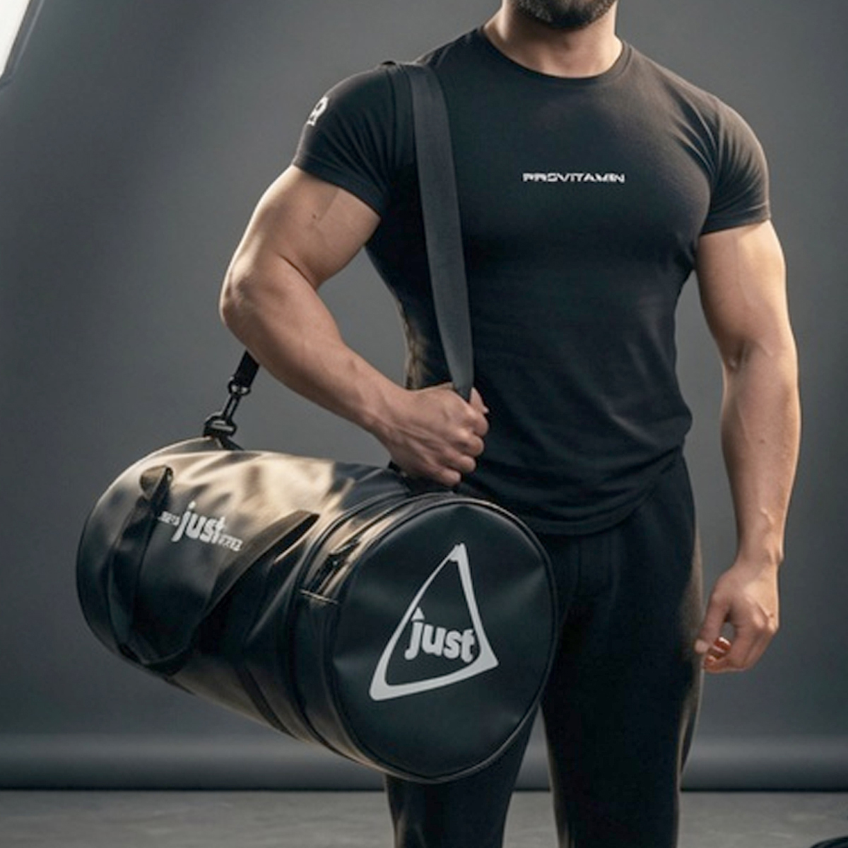 Just Leather Sport Bag -Şık Suni Deri Spor Çantası (Kahverengi & Siyah) - Görsel 3