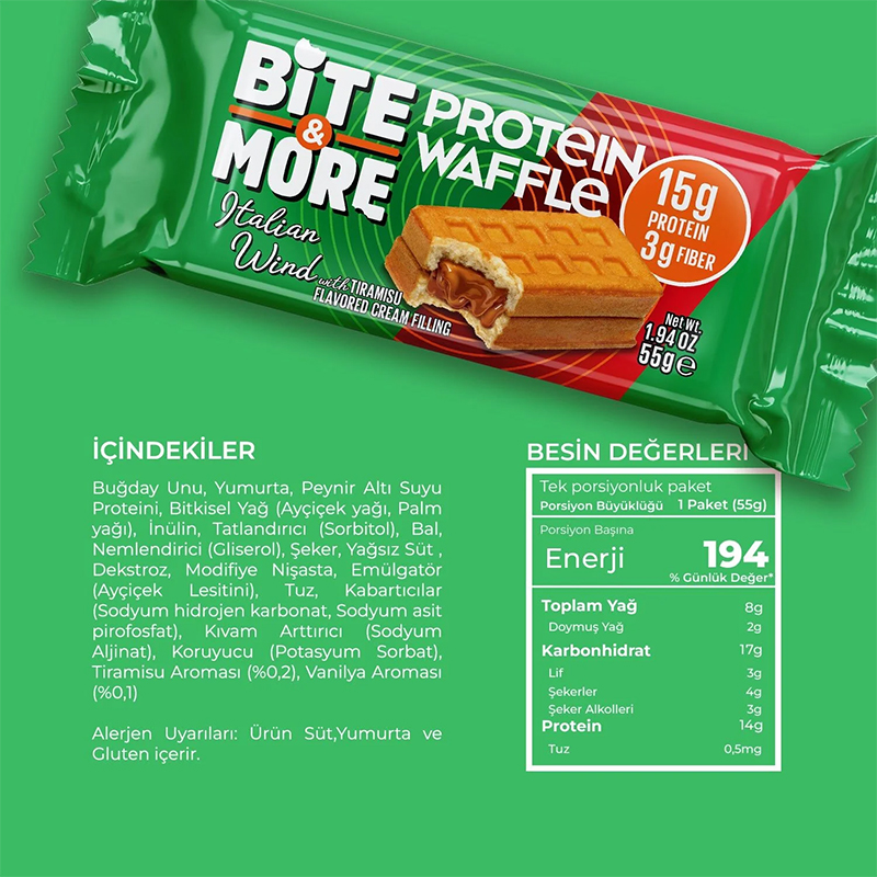 Tiramisu Kremalı Protein Waffle (55g x 12 Adet) - Görsel 3