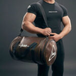Just Leather Sport Bag -Şık Suni Deri Spor Çantası (Kahverengi & Siyah) - Görsel 5