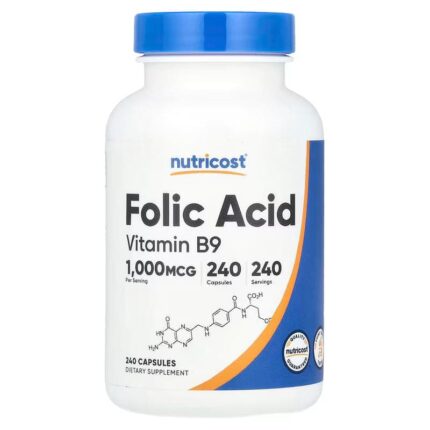 Nutricost Vitamin B9 Folate - Folic Acid 1,000 mcg 240 Capsules