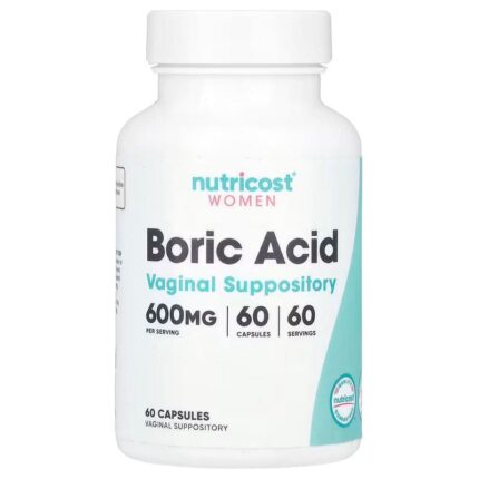 Nutricost Women Boric Acid Candida & Yeast Treatments Vaginal Suppository 600 mg 60 Capsules