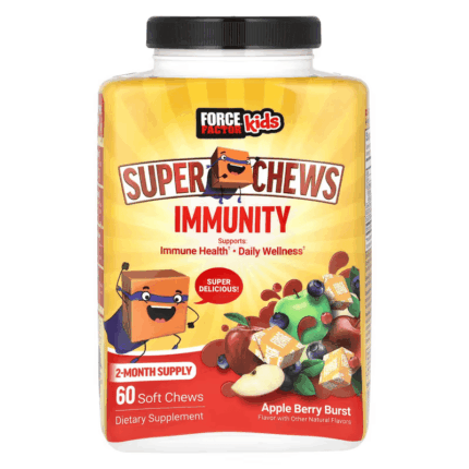 Force Factor Kids Super Chews Immunity Immune Health Apple Berry Burst 60 Soft Chews