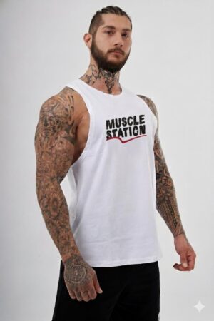 Kalın Askılı Muscle Station Dar Kesim Beyaz Atlet (M Beden)