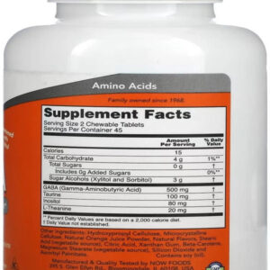 NOW Foods Chewable GABA+TAURİNE+THEANİNE+İNOSİTOL 700 Mg Natural Orange Flavor 90 Chewables