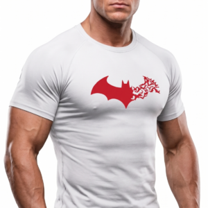 Batman Compression Dar / Slim Bisiklet Yaka Tişört kırık Beyaz Unisex Genç