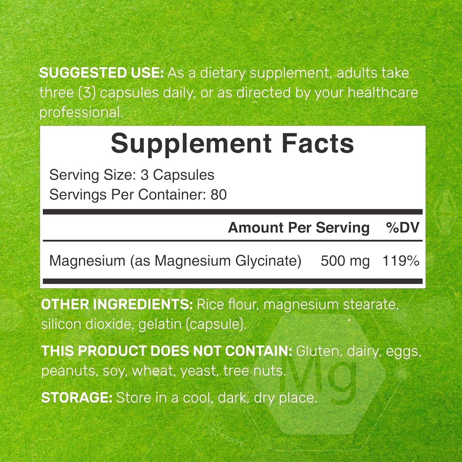 Deal Supplement Max Strength Magnesium Glycinate 500mg 240 Capsules - Görsel 3