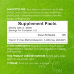 Deal Supplement Methyl B-12 Vitamins 5000 mcg, 240 Tablets - Görsel 4