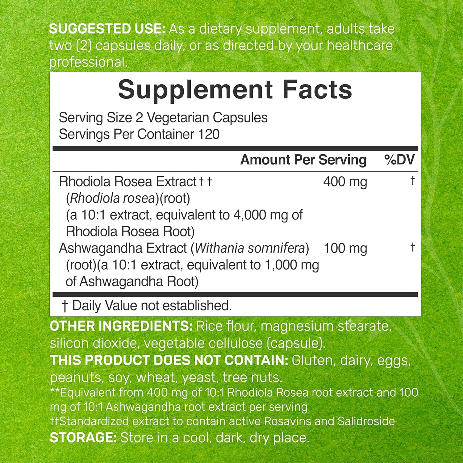 Deal Supplement Rhodiola Rosea with Ashwagandha 5,000mg Per Serving, 240 Veggie Capsules - Görsel 3