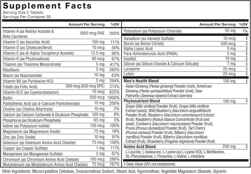 Force Factor Men’s Multivitamin  for Men Plus Amino Acids 27 Vitamins and Minerals Support Energy and Immunity 60 Tablet - Görsel 5