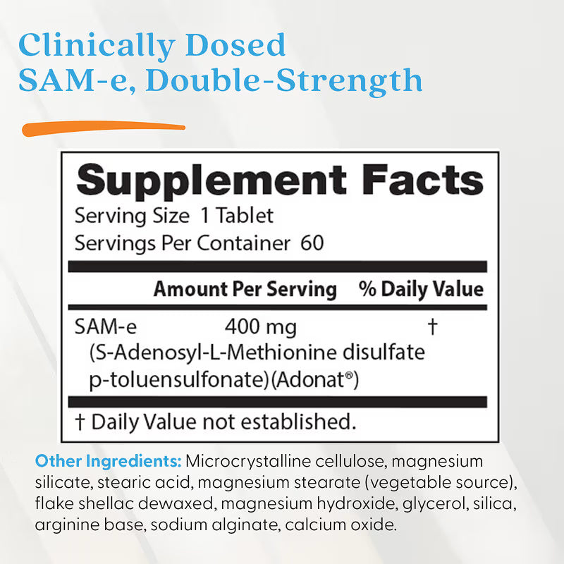 Doctor's Best SAM-e 400 mg 60 Liver , Joint , Cognition Brain & Cognitive Enteric Coated Tablets - Görsel 3