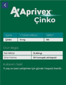 Aprivex Çinko 30 Yumuşak Kapsül - Görsel 3