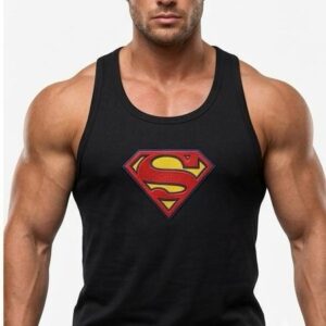 Superman Baskılı Fitilli Beast Mode Siyah Atlet